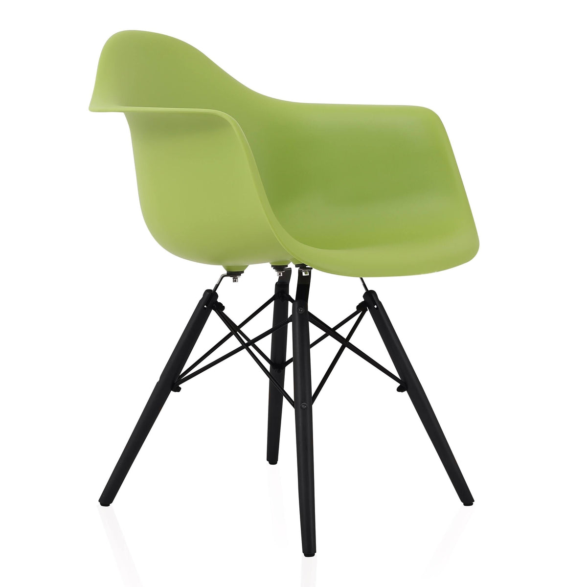 Green Molded Plastic Dining Arm Chair with Black Wood Legs Set of 2 D255735