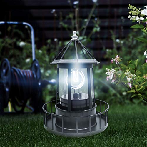 Black LED Solar Rotating Lighthouse Lantern L57244