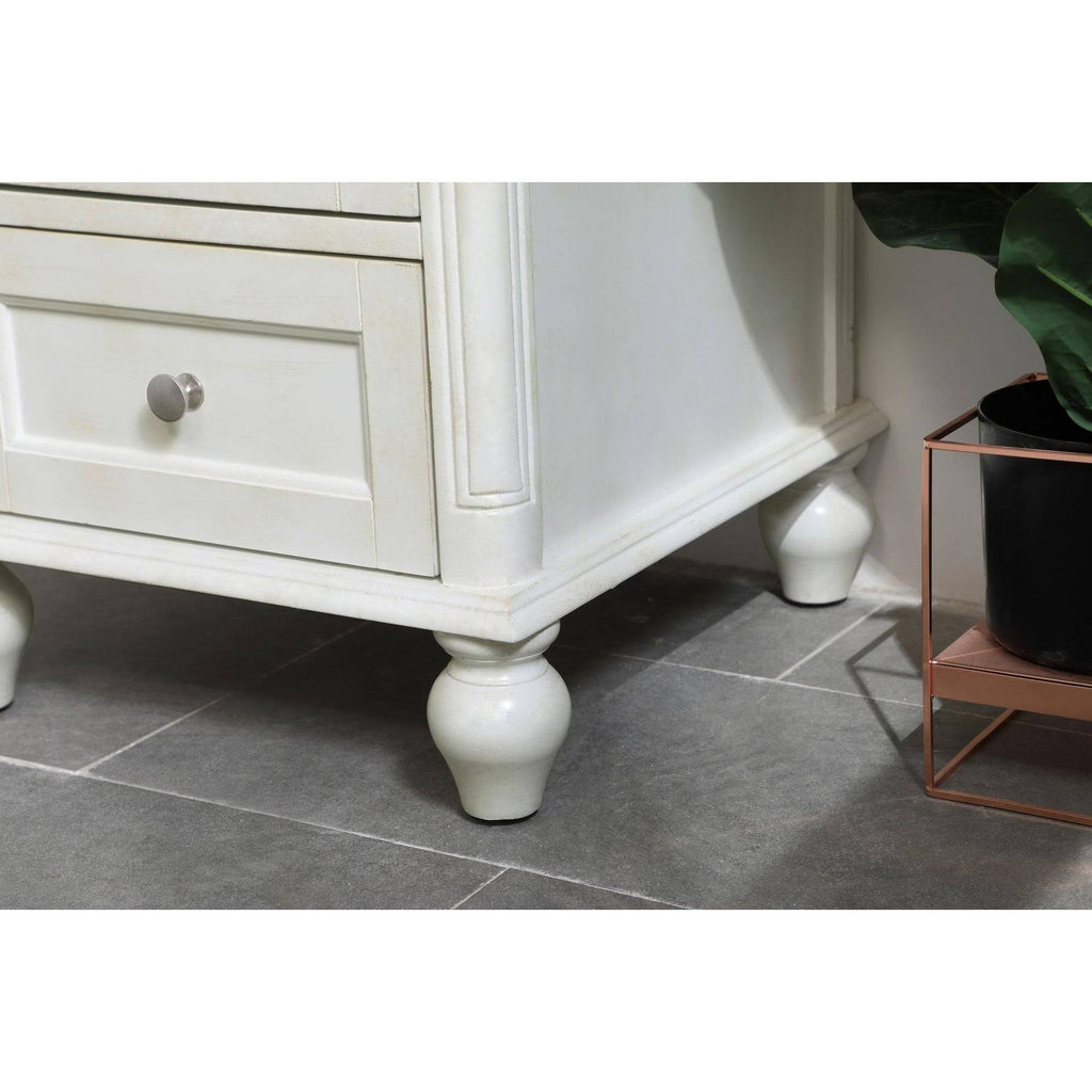 24 inch Antique White Bathroom Vanity Cabinet Set with Marble Top B219
