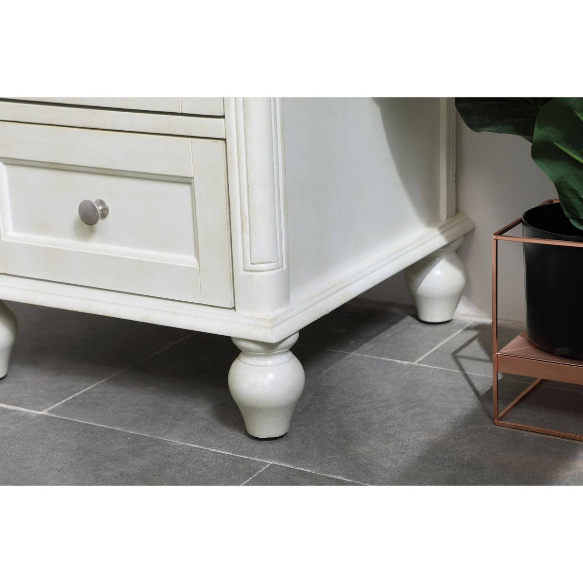 24 inch Antique White Bathroom Vanity Cabinet Set with Marble Top B219