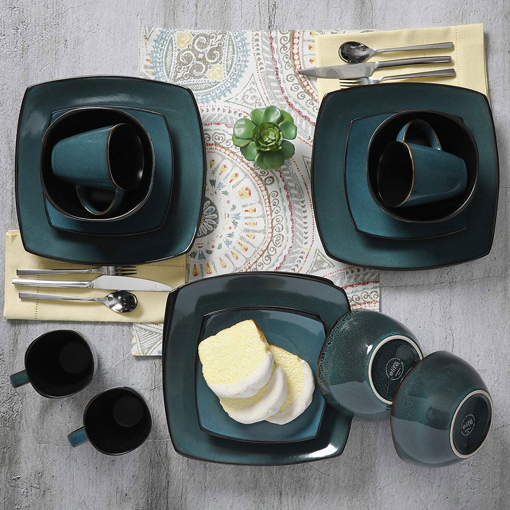 16 Pc Teal Dinnerware Set N931