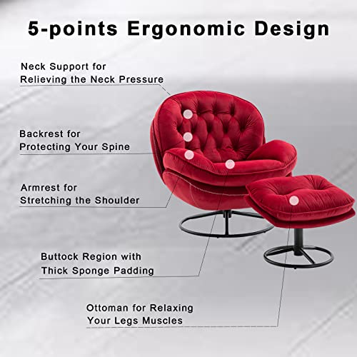 Velvet Swivel Accent Chair with Ottoman Set (Fruit Green) N490210