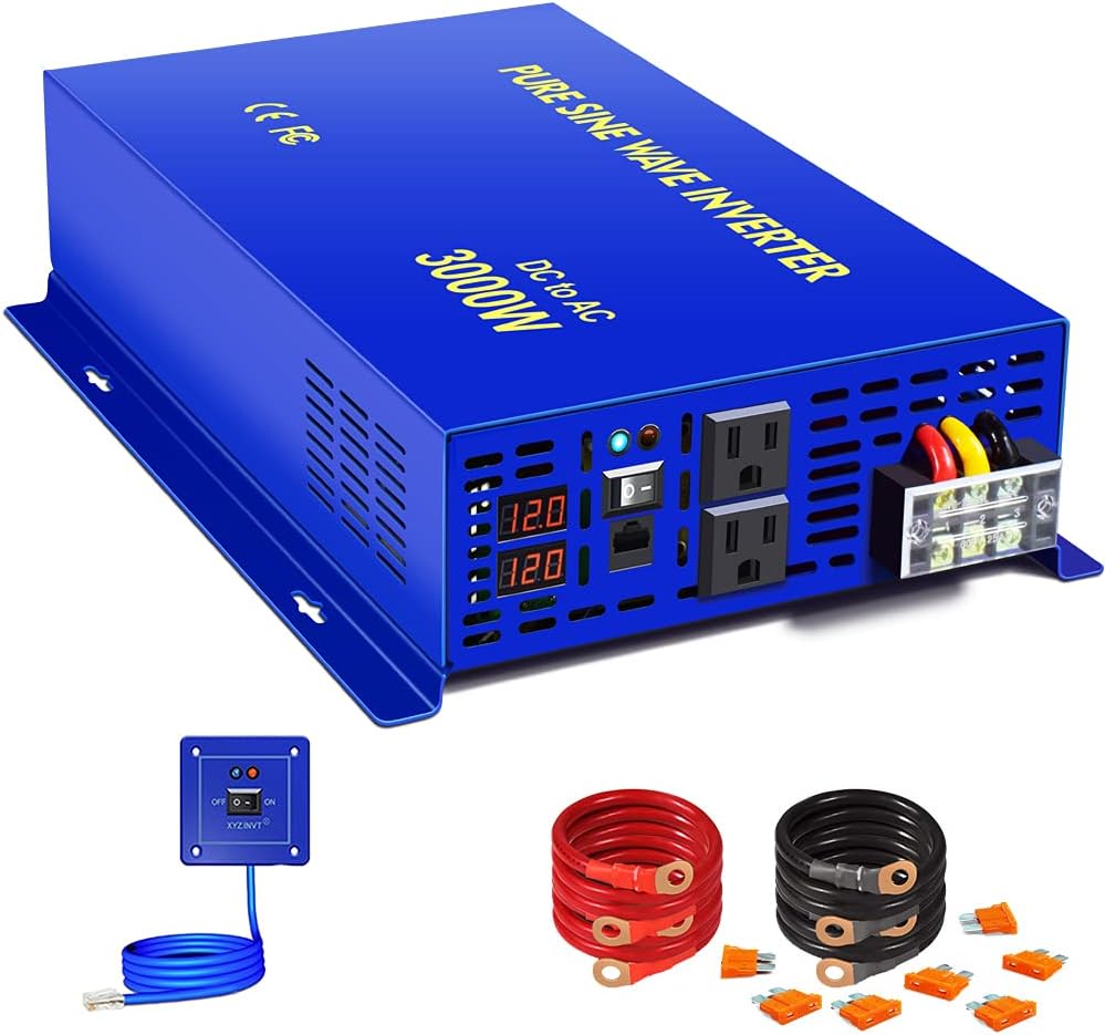 3000W Pure Sine Wave Power Inverter 12V DC to AC 120V X999
