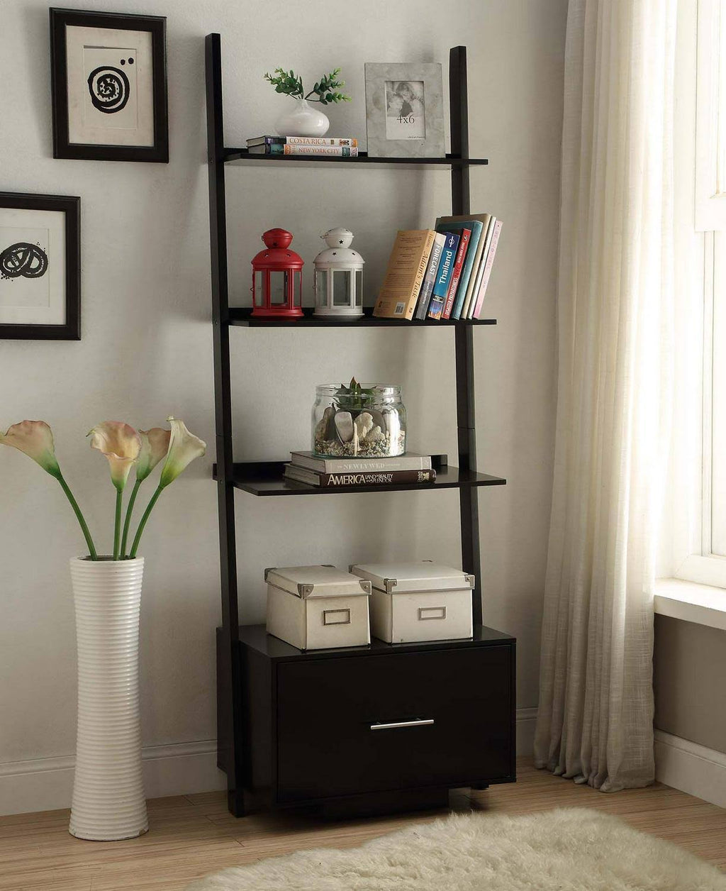 Ladder Bookcase with File Drawer K40751