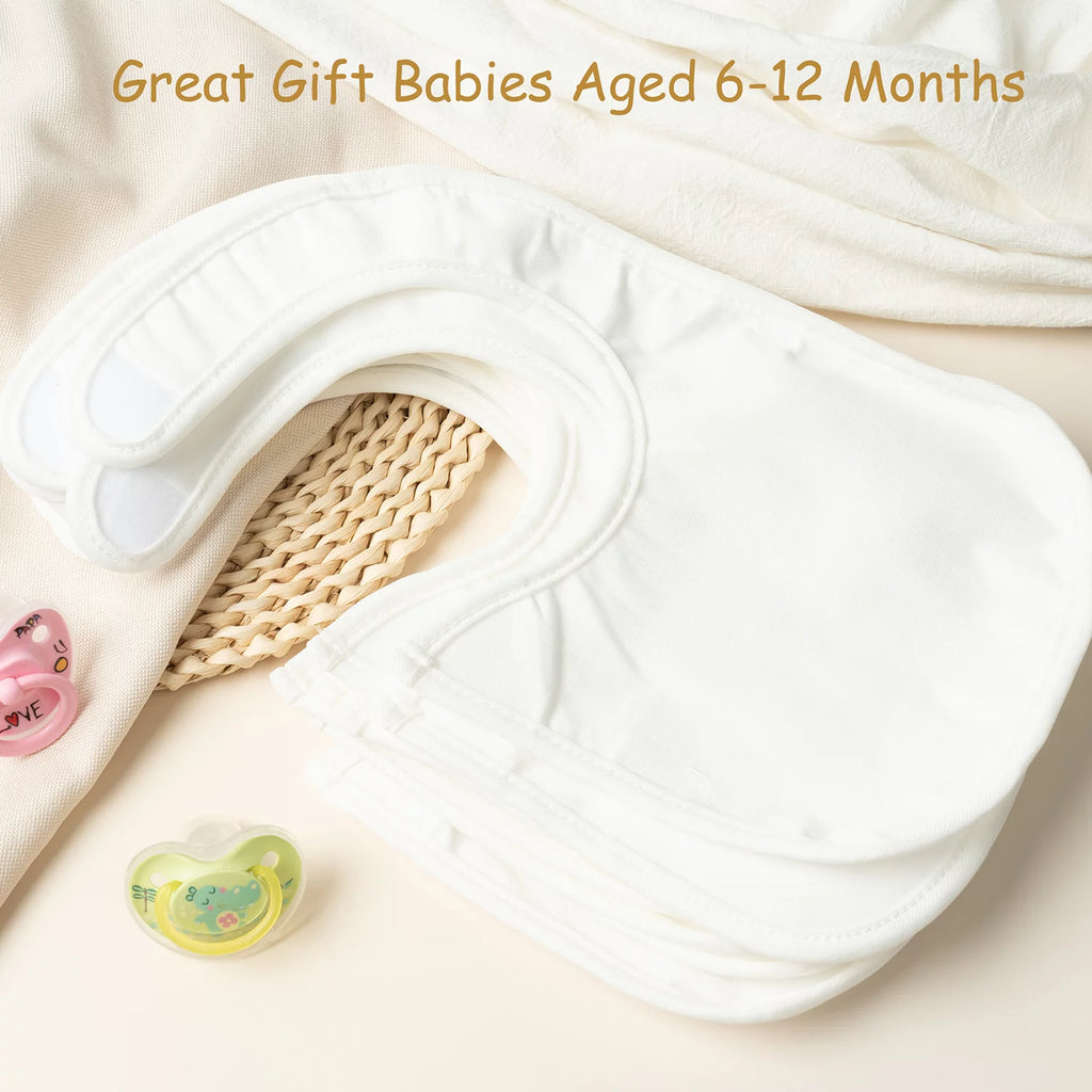 10 Pcs White Cotton Waterproof Baby Bibs O4969