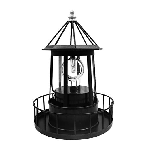 Black LED Solar Rotating Lighthouse Lantern L57244