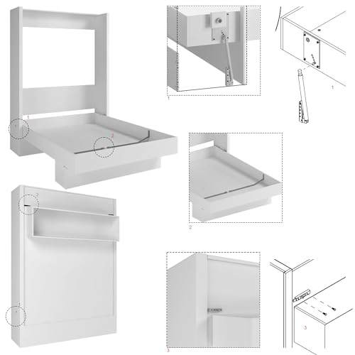 White Full Murphy Wall Bed with Shelf D229