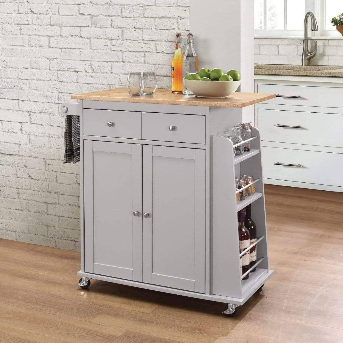 Kitchen Cart with Wooden Top U9007