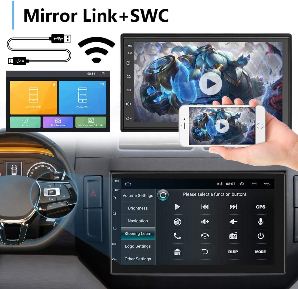 Double Din Touch Screen Car Stereo with Backup Camera B8964