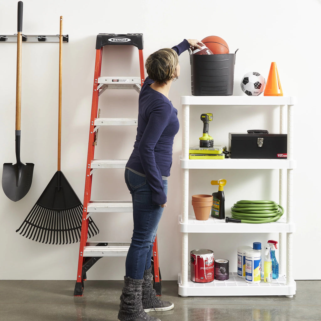 White 4 Shelf Adjustable Height Storage Unit (2 Pack) S763
