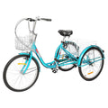 Adult Trike 7 Speed 24/26 Inch Three-Wheeled Cruiser Bike with Folding Front & Rear Basket Adjustable Height Seat F702500