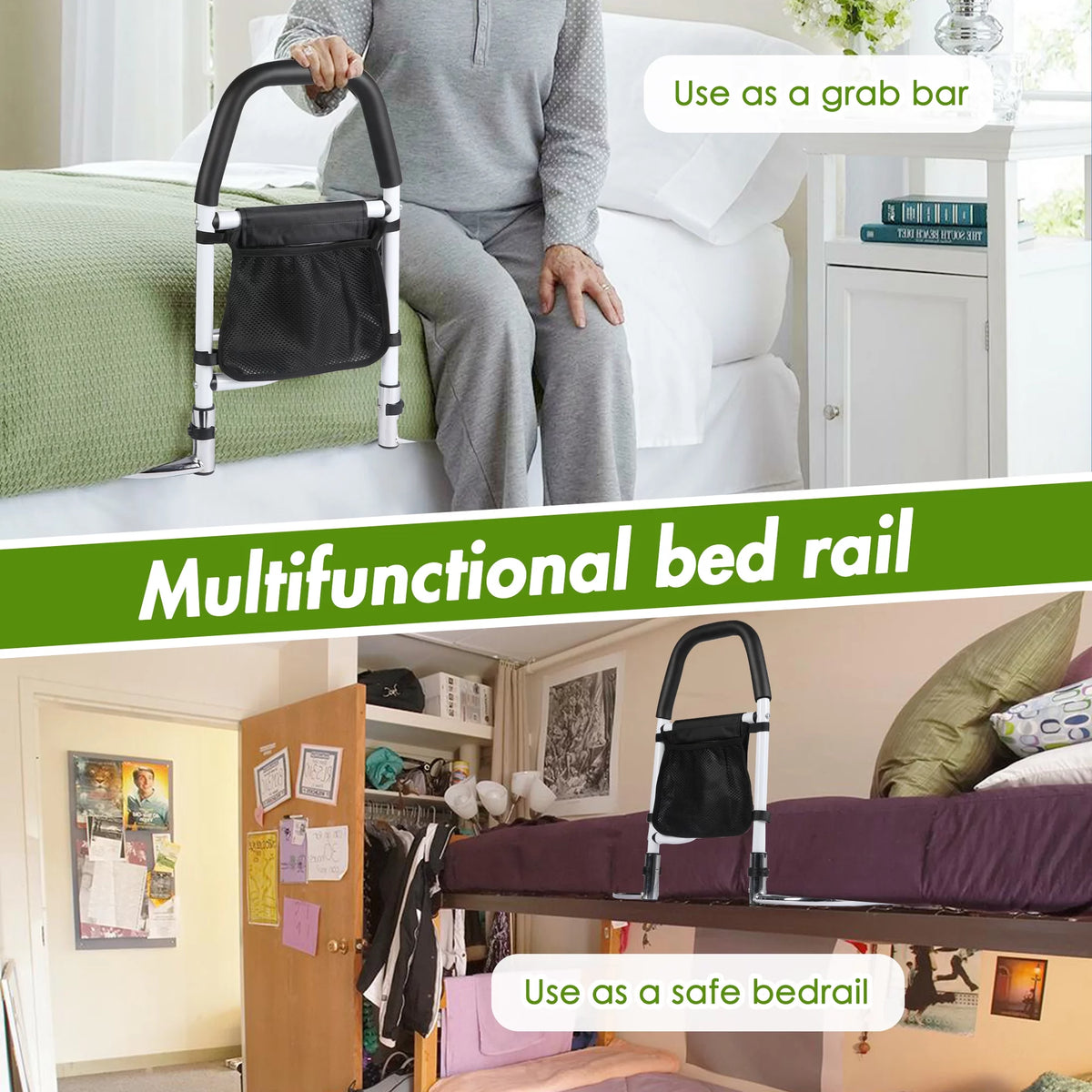 Bed Assist Rail with Anchor Strap and Storage Pocket X46137