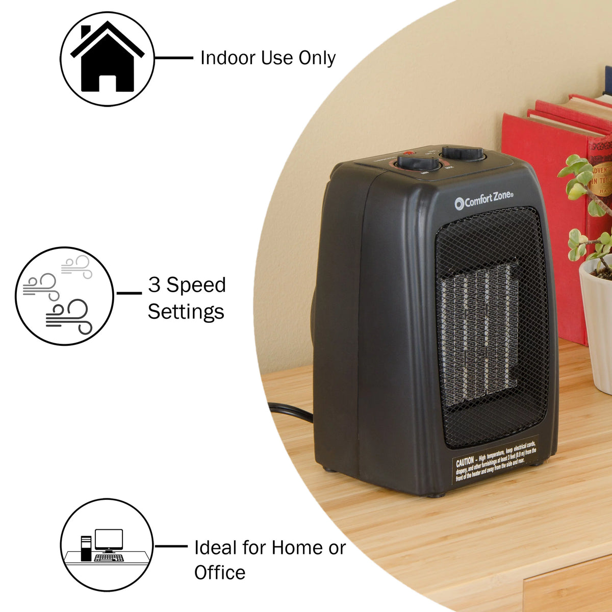 Black Ceramic Electric Portable Heater I877238