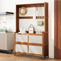 Bamboo Hall Tree with Shoe Storage, 14 Shoe Cubbies, 8 Coat Hooks, Rustic Brown L66314