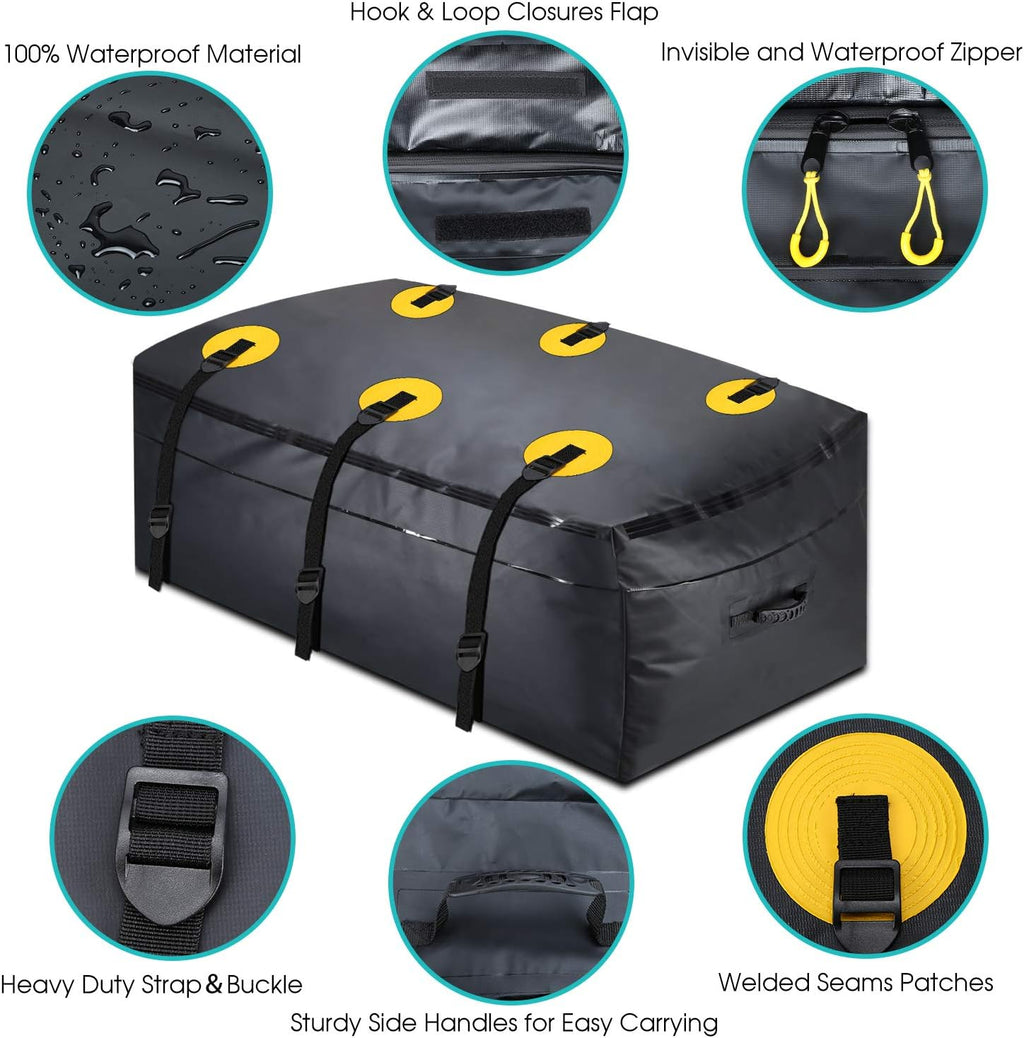 100% Waterproof 22 Cu Ft Cargo Carrier Bag with 6 Reinforced Straps K184