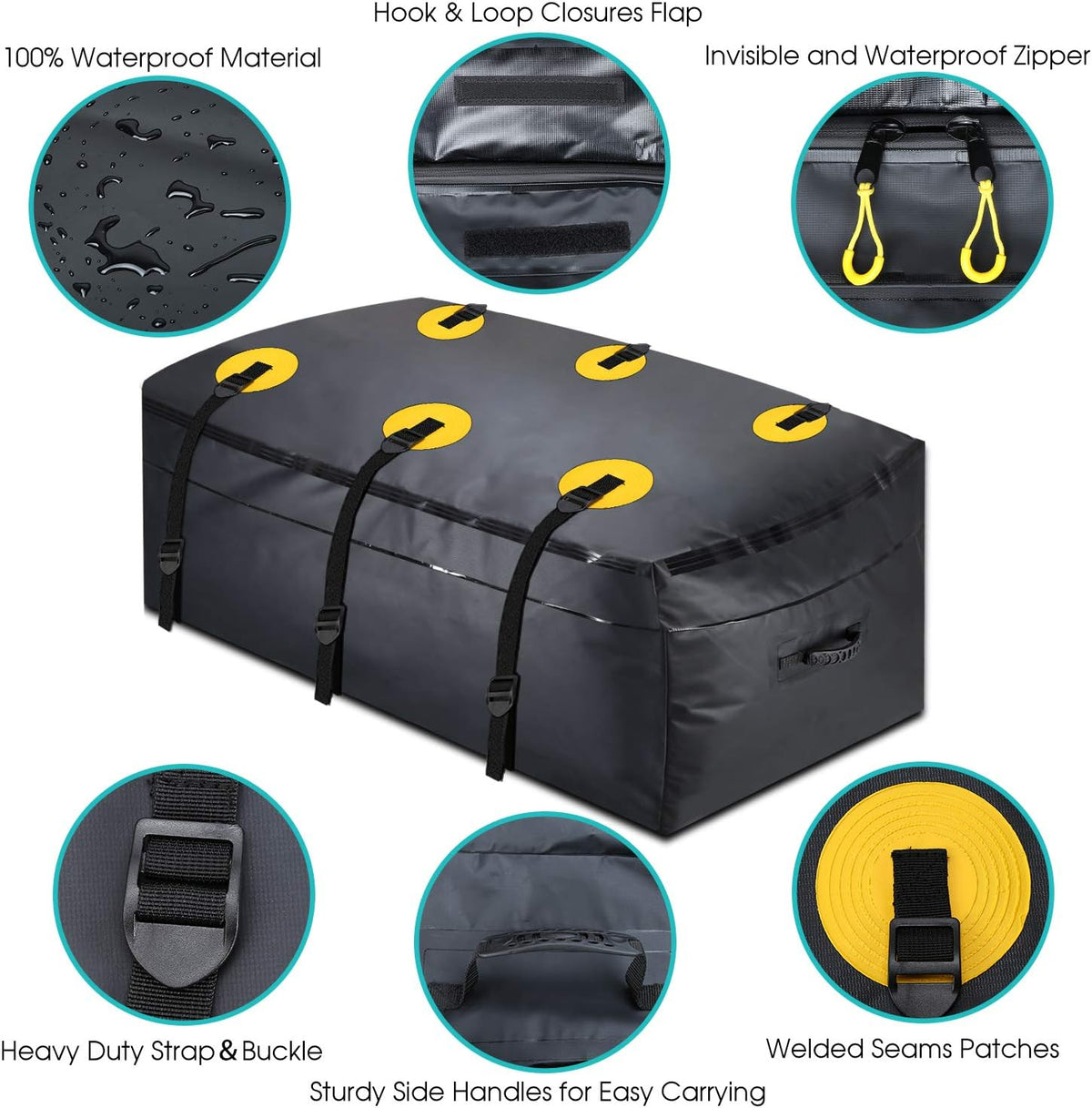 100% Waterproof 22 Cu Ft Cargo Carrier Bag with 6 Reinforced Straps K184