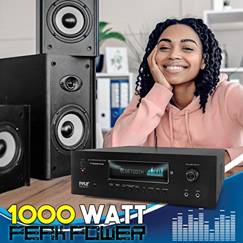 1000W 5.2 Channel Home Theater Receiver with Bluetooth 5.0 and 2 UHF Wireless Mics H465444
