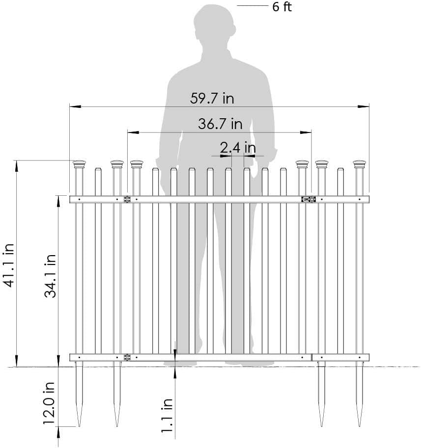 Lightweight Portable Vinyl Picket Fence Kit with Metal Base, White S581