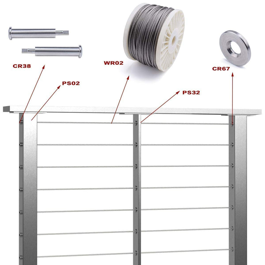 Stainless Steel Brushed Cable Railing Post O474