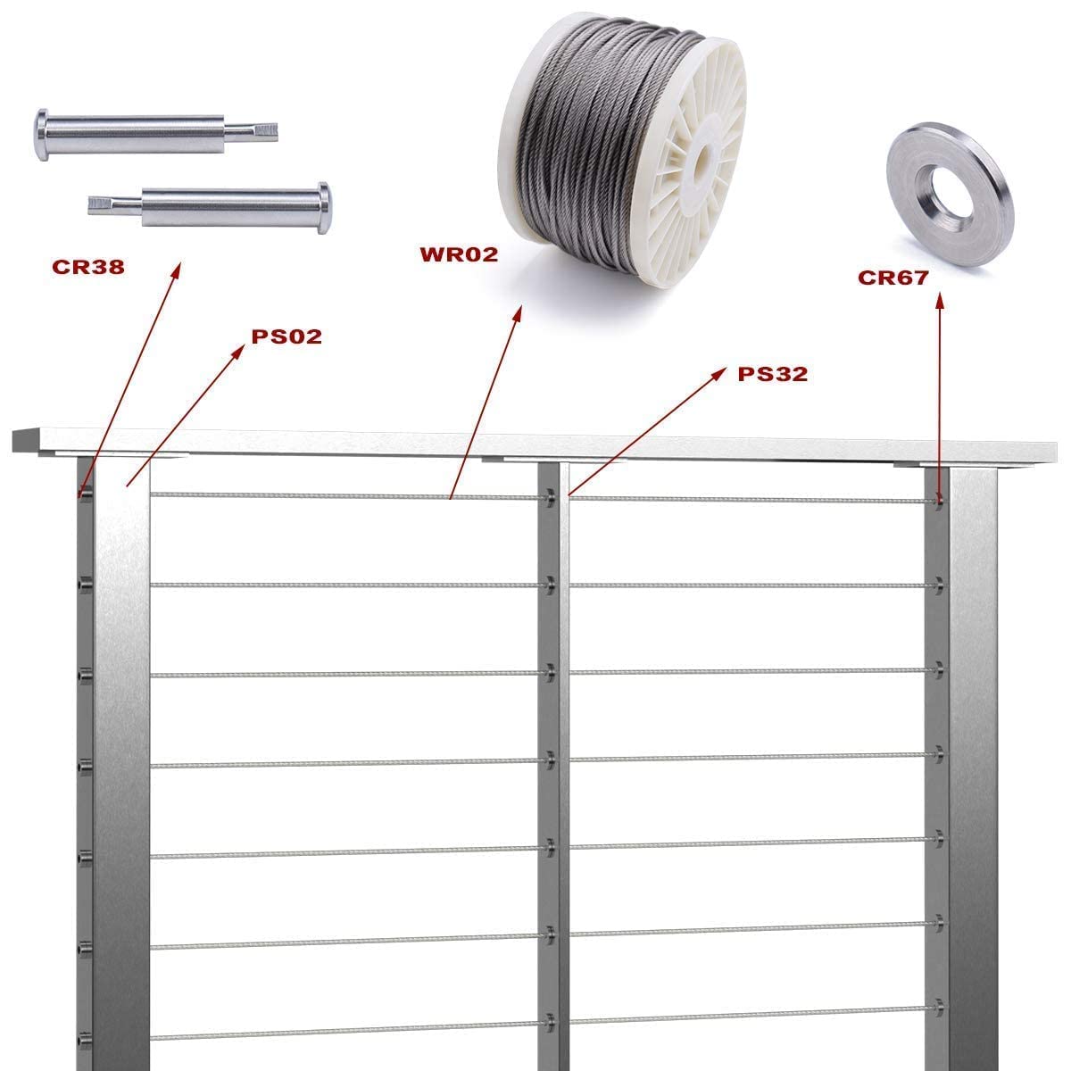 Stainless Steel Brushed Cable Railing Post O474