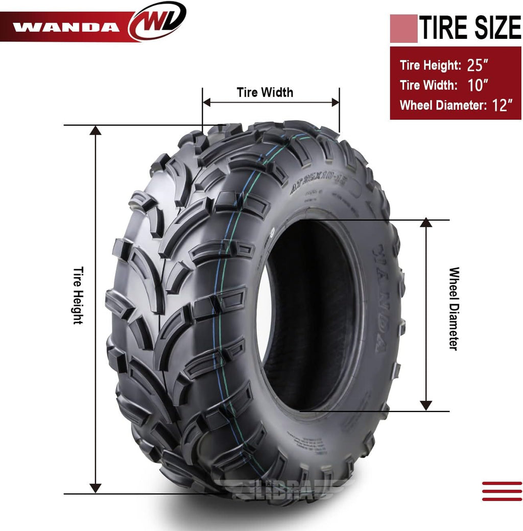Set of 4 ATV UTV Tires 25x10-12 6PR U7947