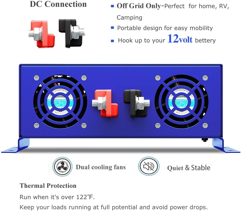 3000W Pure Sine Wave Power Inverter 12V DC to AC 120V X999