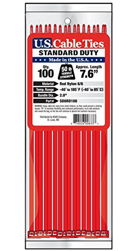 8-Inch Standard Duty Cable Ties, Red, 100-Pack G367263