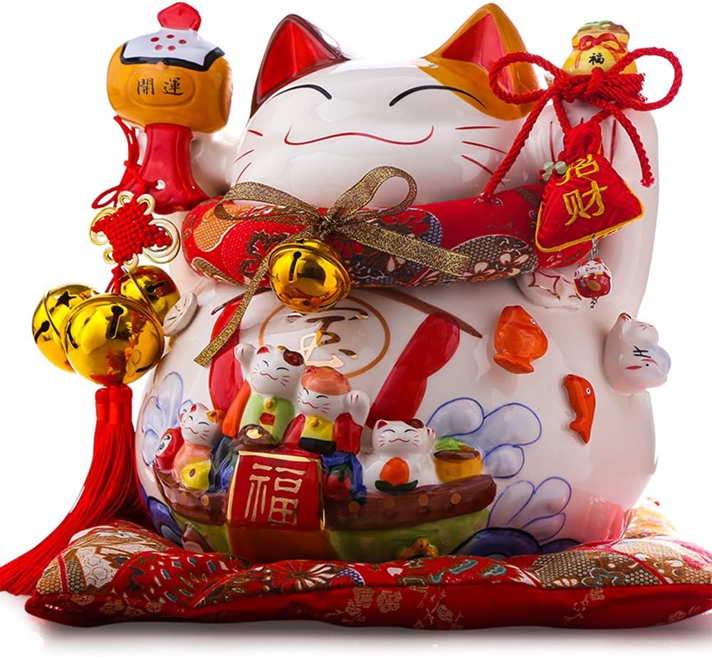 Large Size Ceramic Maneki Neko Lucky Cat L756