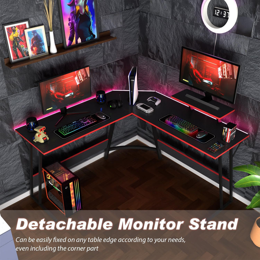 Black L Shaped Corner Computer Desk with Monitor Stand Z1511