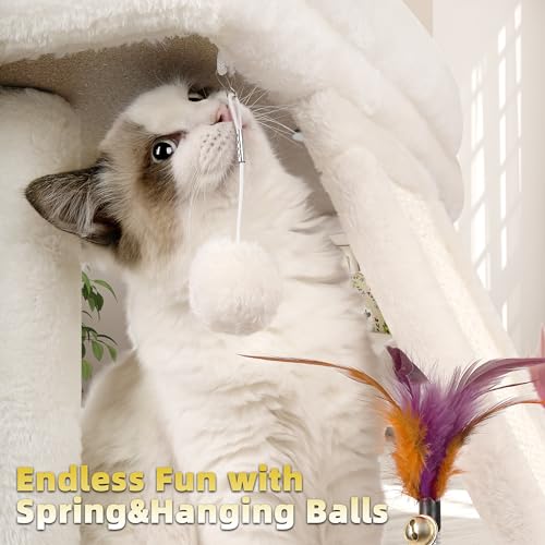 Cat Tree Tower with Scratching Post and Toy Balls, Grey O250856