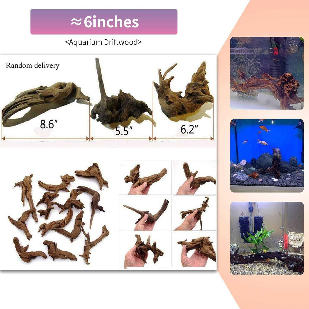 5Pcs Natural Aquarium Driftwood Branches N823122