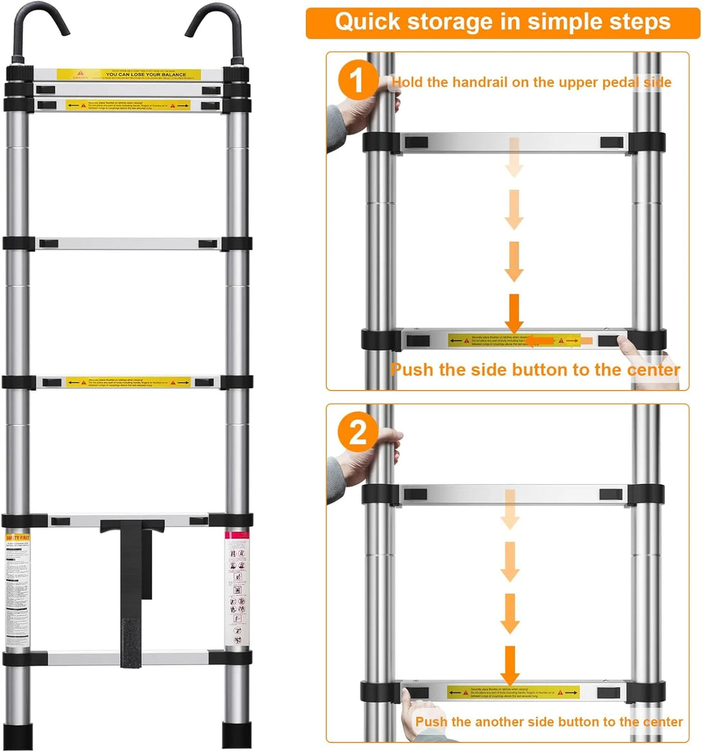 6.6ft Aluminum Telescoping Ladder with Hook V6421