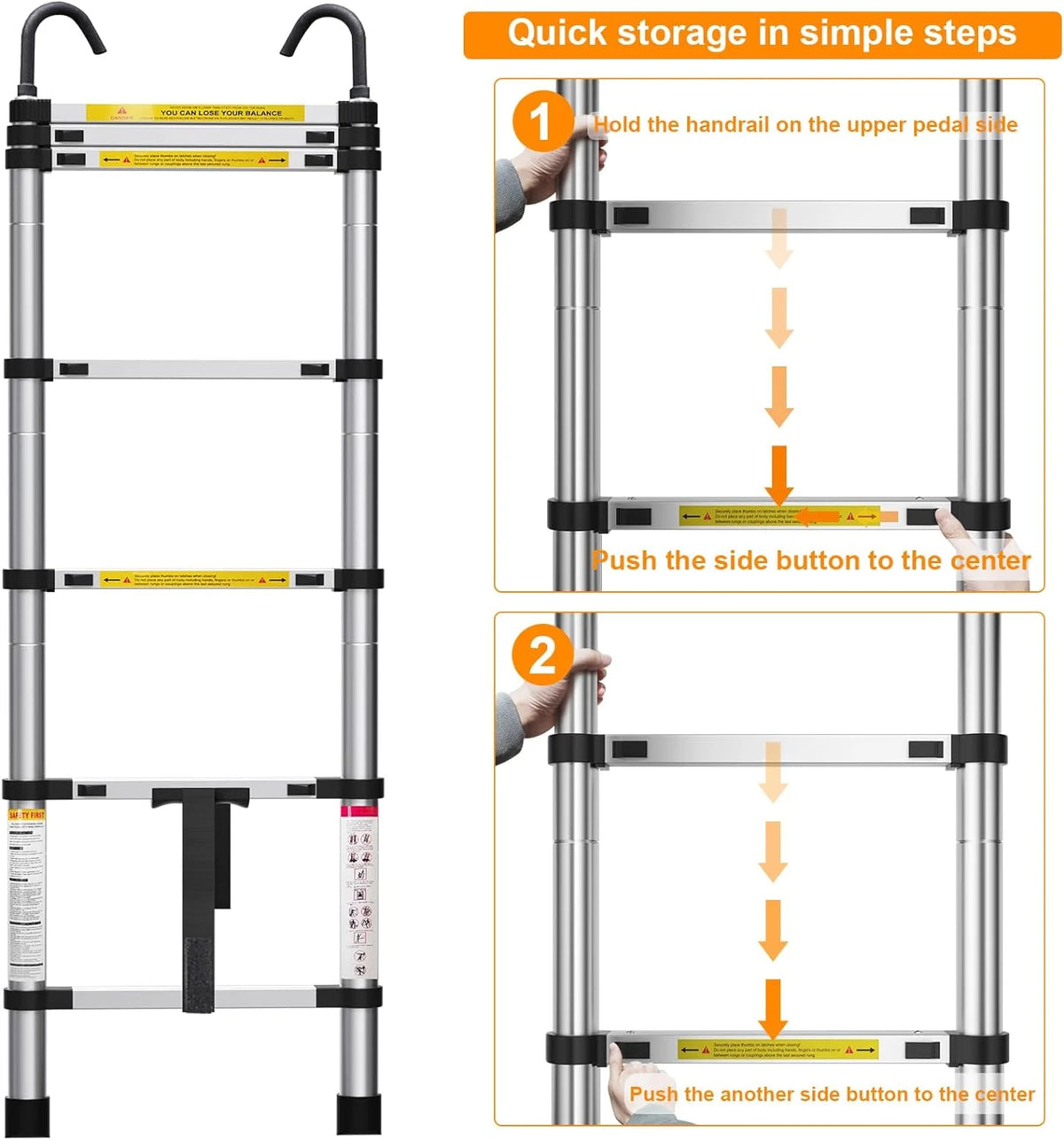 6.6ft Aluminum Telescoping Ladder with Hook V6421