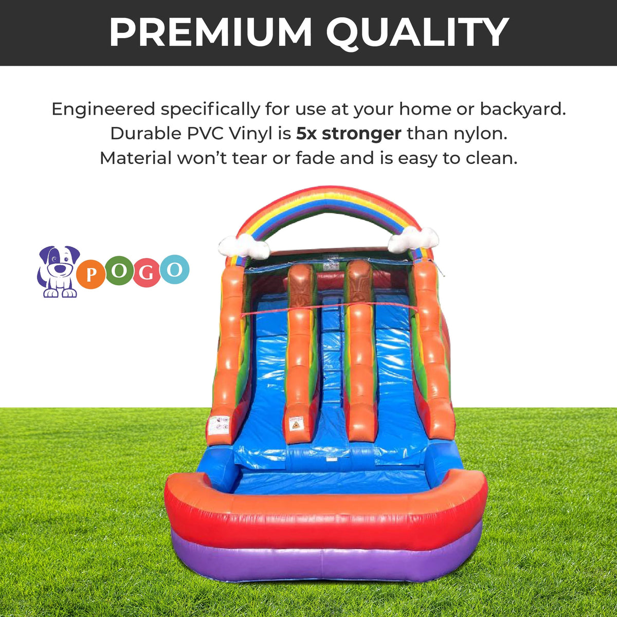 Rainbow Cloud Inflatable Double Water Slide with Blower, 13 Ft F873