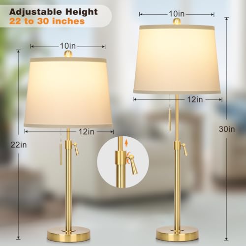 Black Set of 2 Height Adjustable 3-Way Dimmable Table Lamps Q5881