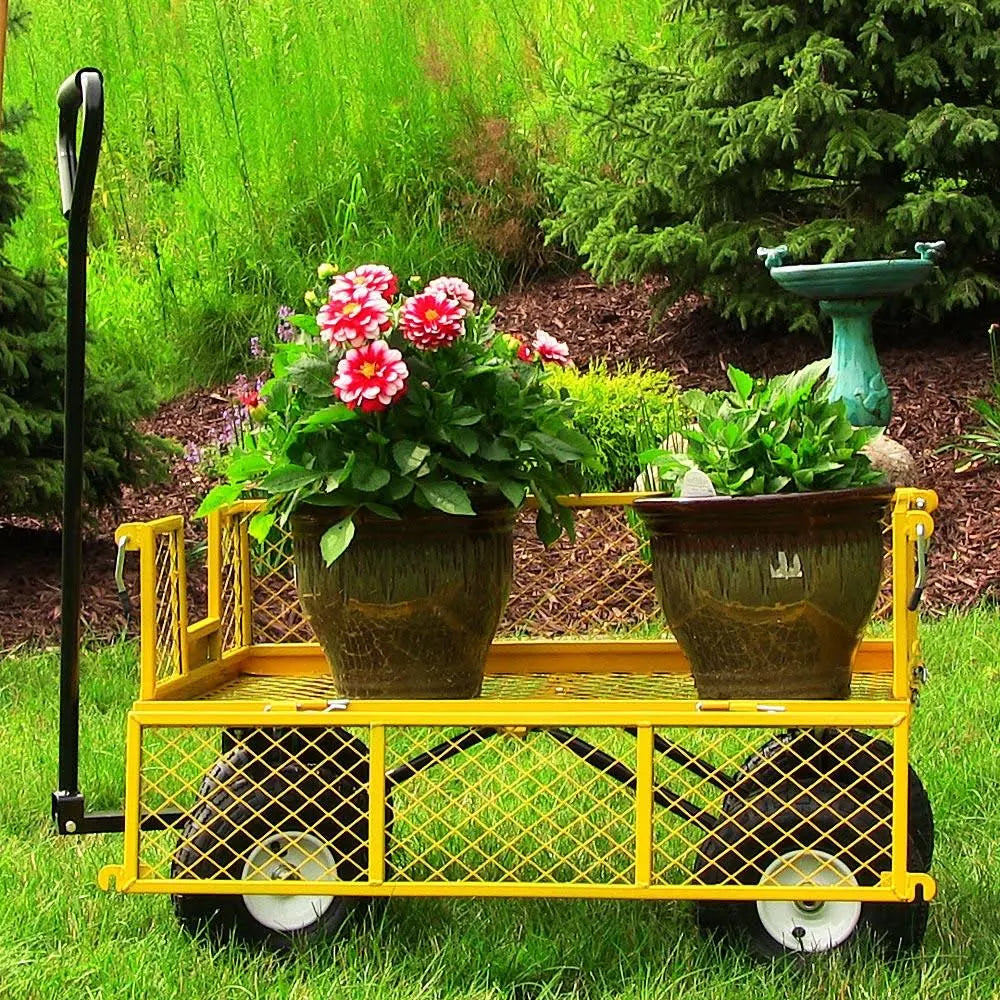 Yellow Utility Cart with Removable Folding Sides V624539