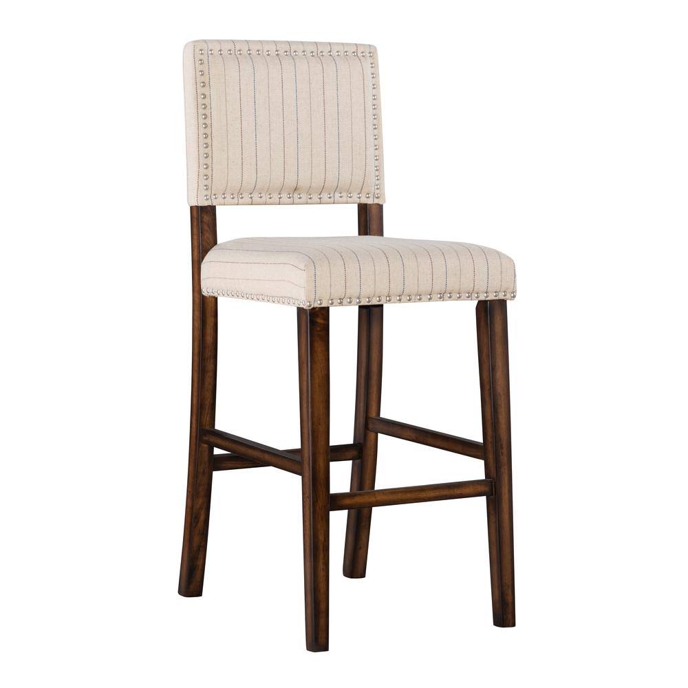 Ivory/Brown Linen Bar Stool U4118
