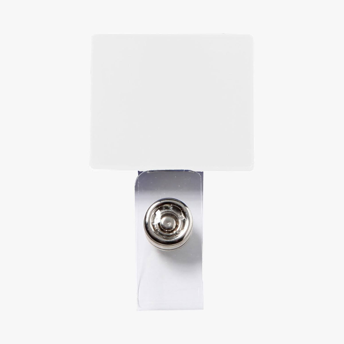 White Square Name Badge Holder Clip with Vinyl Strap W36649