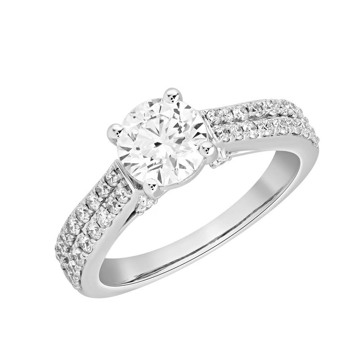 14KT Solid White Gold Round Cut Lab Created Diamond Halo Solitaire Engagement Ring Q53014