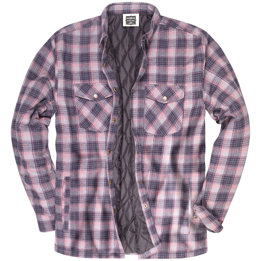 Men's Sherpa-Lined Flannel Button-Up Jacket P6051