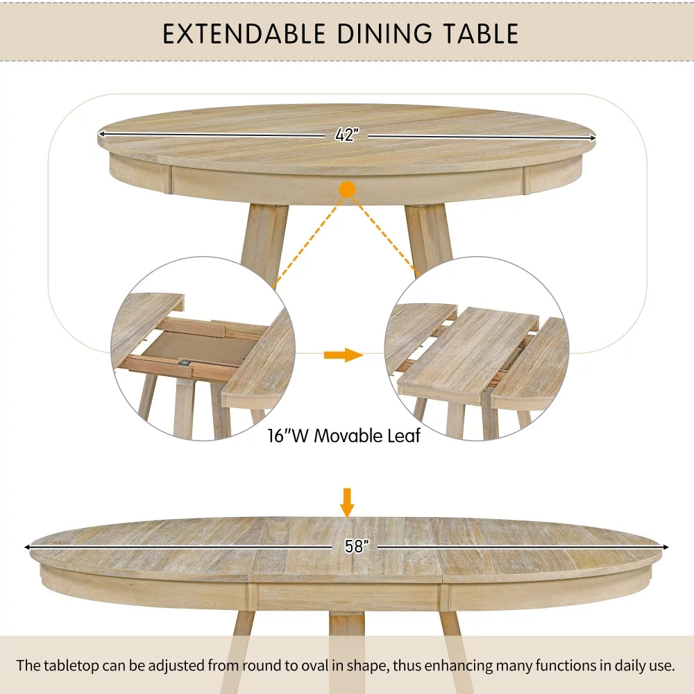 5-Piece Round Dining Set with 4 Upholstered Chairs A848