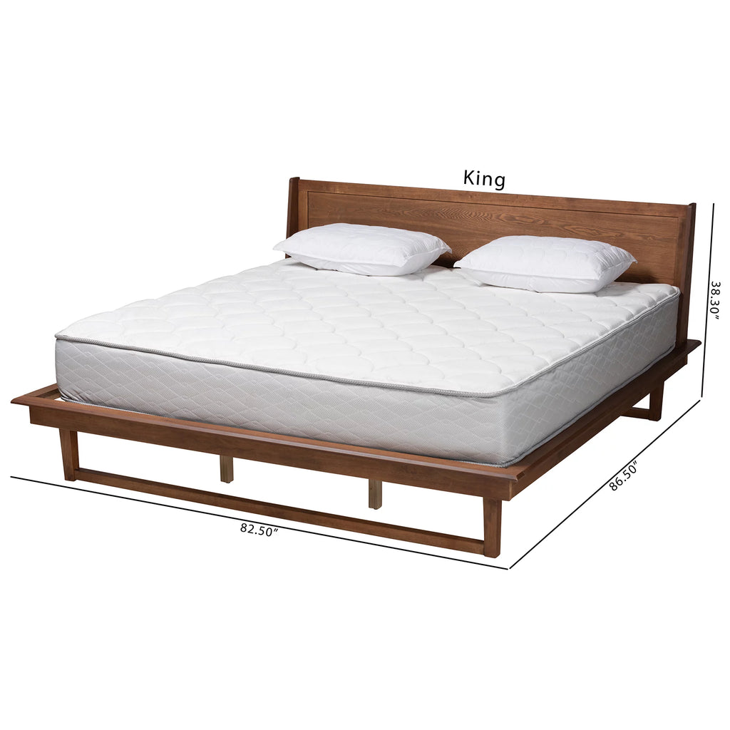 King Size Ash Walnut Finished Wood Platform Bed F1243