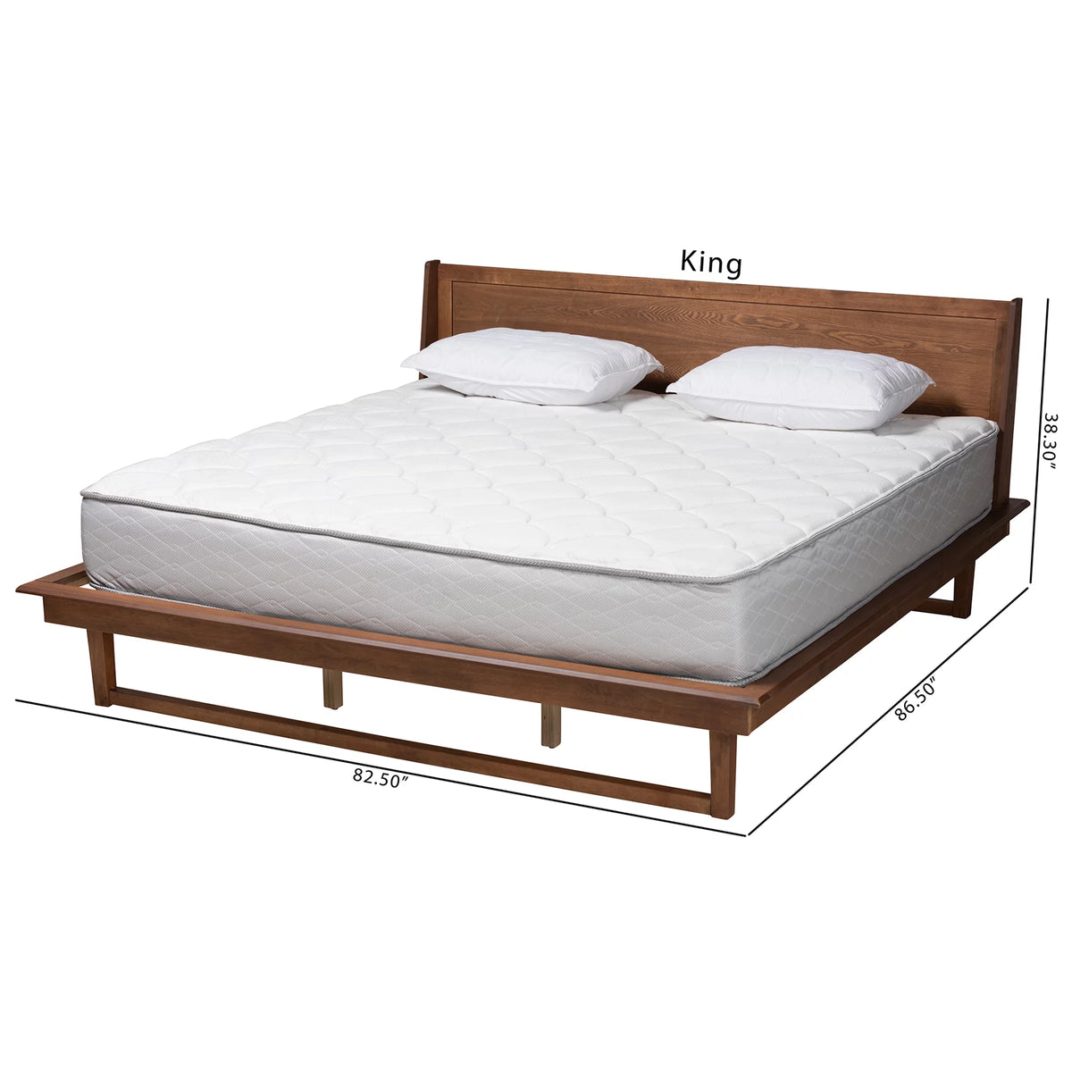 King Size Ash Walnut Finished Wood Platform Bed F1243