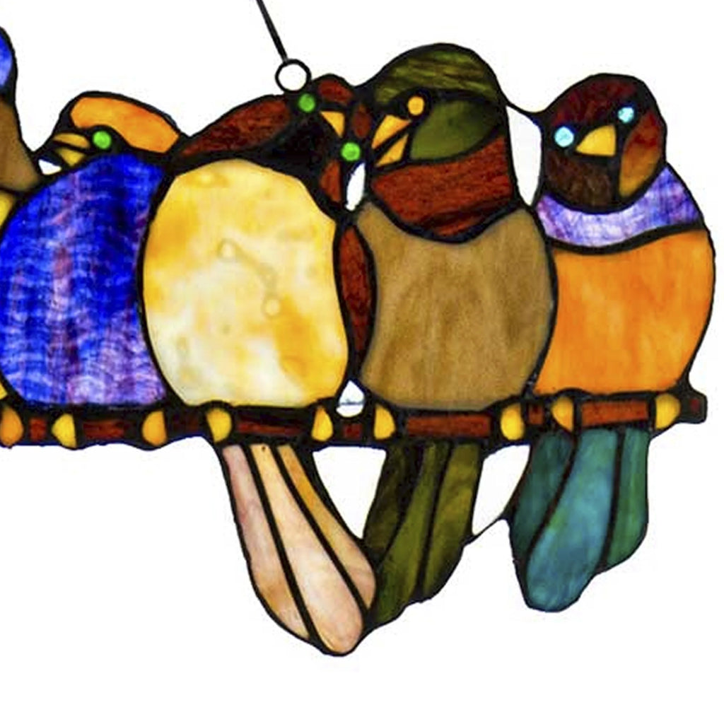 Stained Glass Birds on a Wire Window Panel J9602