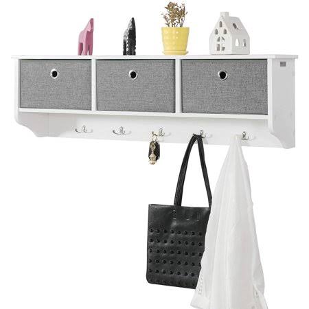 Wall Coat Rack with 3 Baskets 5 Hooks T68314