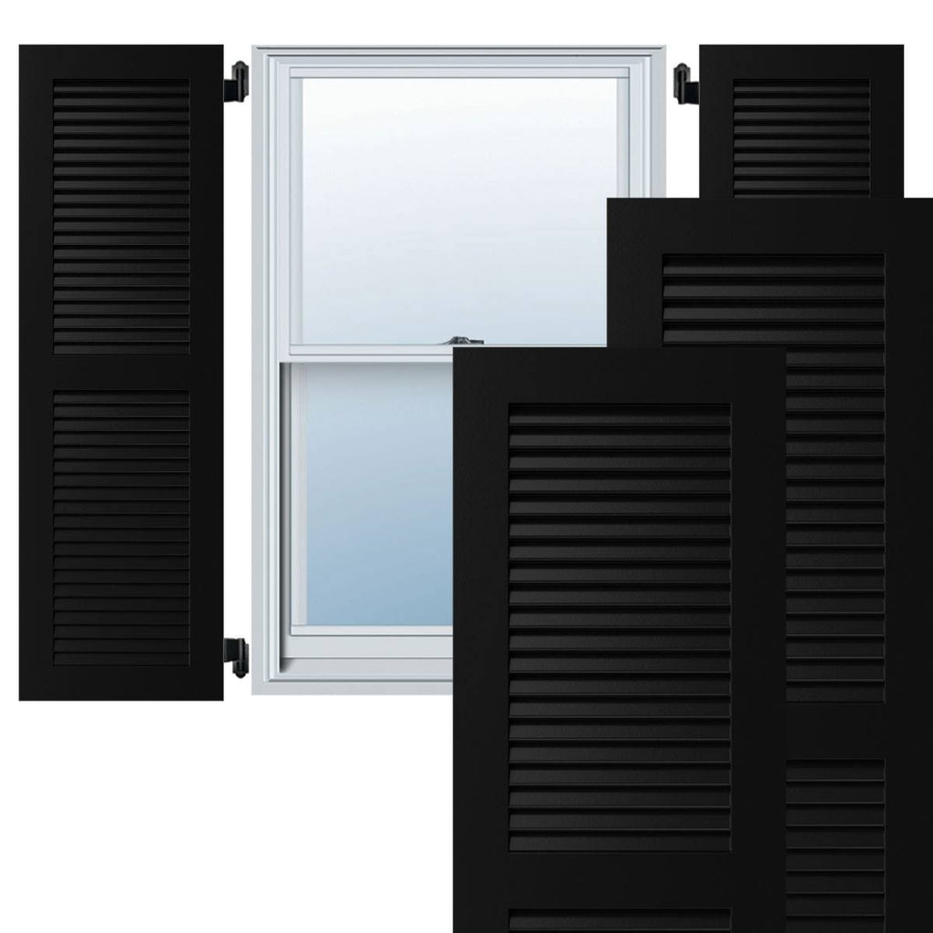 Black Exterior Composite Louvered Shutters, Per Pair L64258