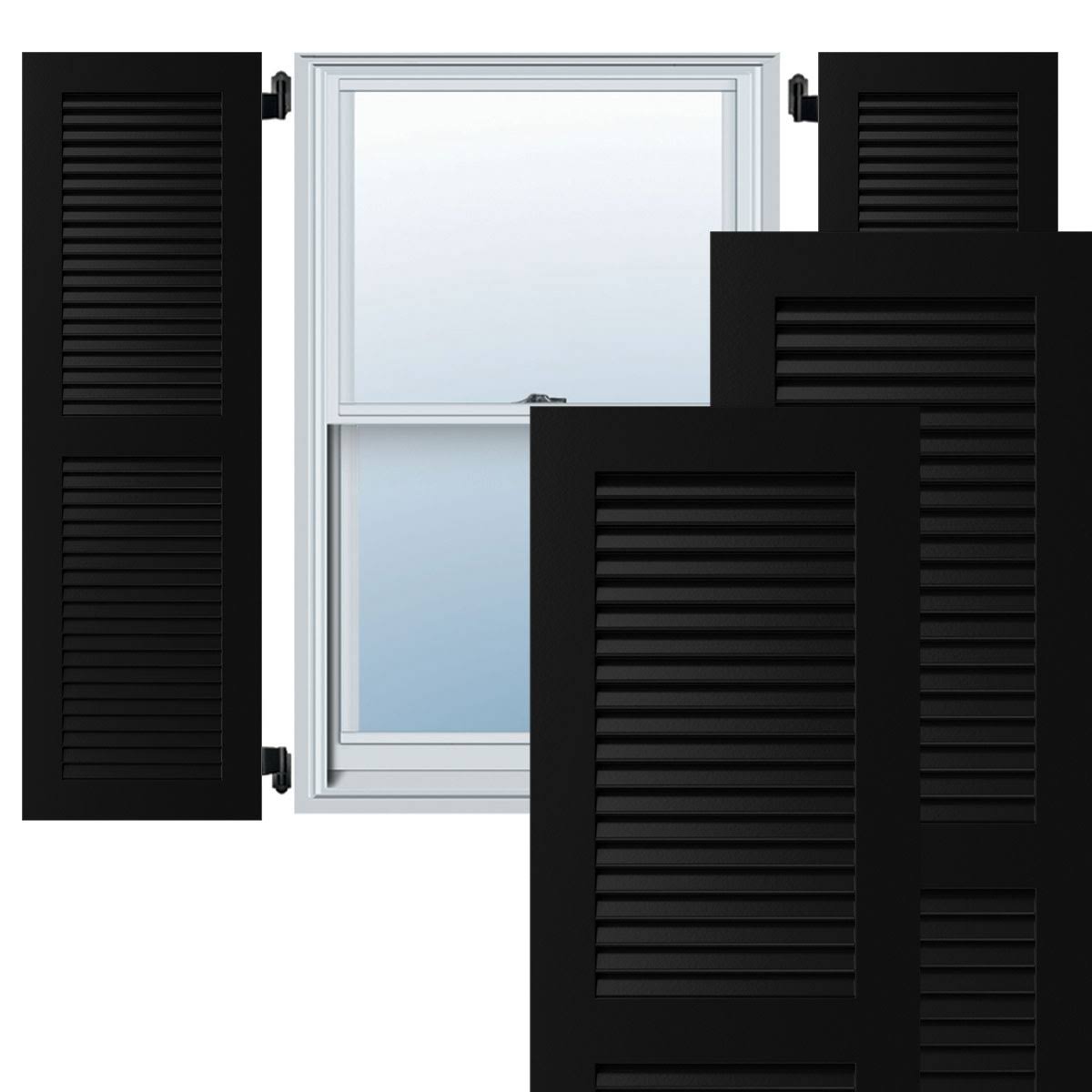 Black Exterior Composite Louvered Shutters, Per Pair L64258