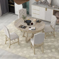5-Piece Round Dining Set with 4 Upholstered Chairs A848