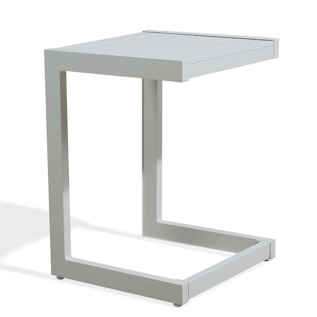 White Aluminum C Shaped End Table T991
