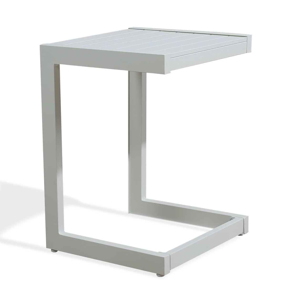White Aluminum C Shaped End Table T991